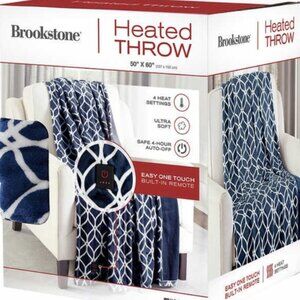 Brookstone Electric Heated Throw 4Heat Settings Super Soft 50”X60”
